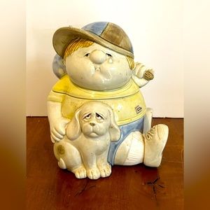 Fitz and Floyd Runaway Boy with Dog, 1978,  Cookie Jar. Very Rare Limited